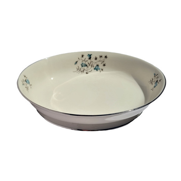 Vintage 60s Flintridge Belnor Blue Gray Floral California Ceramic Serving Bowl - Picture 1 of 7